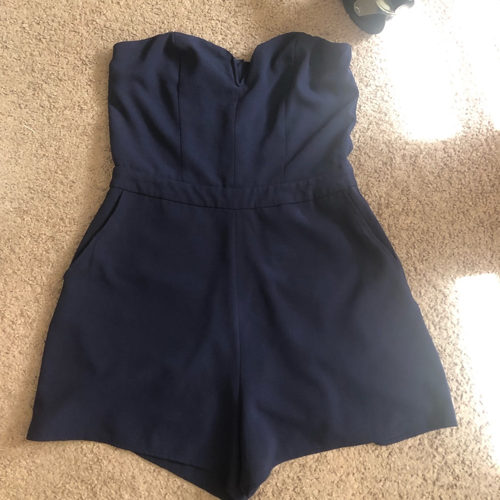 Navy Strapless Romper